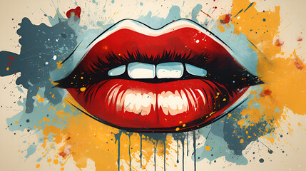 pop art retro lips