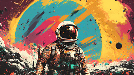 astronaut pop art retro