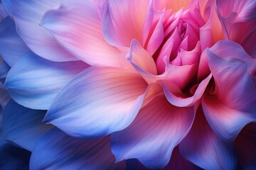 Fototapeta premium Close up of a pink and blue dahlia flower. Generative Ai