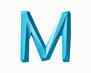 Letters made of low poly blue material. 3d illustration of green plant alphabet isolated on white background