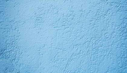 Abstract Wide Angle light blue stucco Background. Wall building Close up. Rough Surface plaster Texture With Copy Space for design