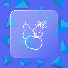 Fruit line icon. Apple, pear, healthy food, diet, fructose, syrup. Glassmorphism style. Vector line icon
