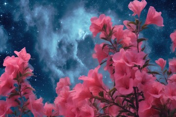 Magic moon and flowers, generative ai