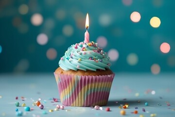 Cupcake for birthday, generative ai