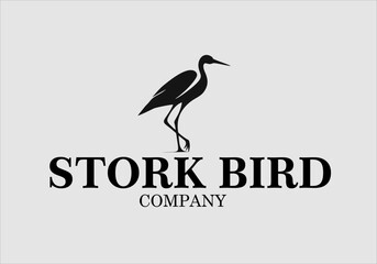 crane bird vector logo design, vector illustration. Emblem design on white background