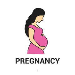 Pregnancy icon isolated on white background flat vector illustration.	