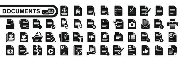 Document   icon set. Documents symbol collection. Different documents icons vector illustration