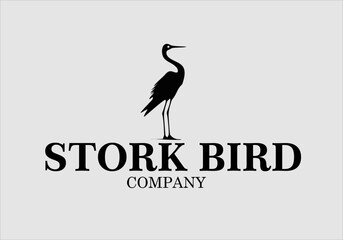 crane bird vector logo design, vector illustration. Emblem design on white background