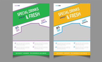  Summer fast food and drinks flyer post and web banner design