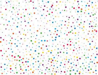 Carnival Confetti. Masquerade Border with Falling Rainbow Square Confetti