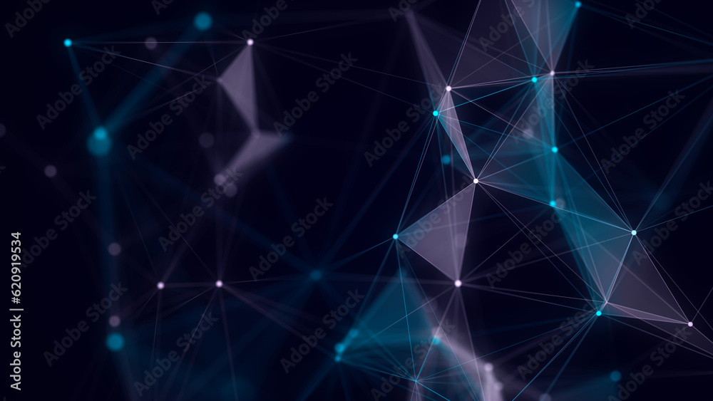 Aufkleber Blue network connection structure. Science background. Abstract digital background. Big data visualization. 3d rendering.