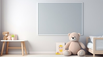 Close-up photo of blank vertical frame leaning against the wall