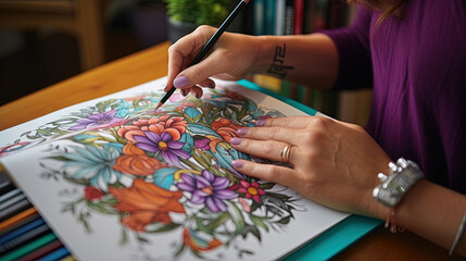 Coloring book with a beautiful illustration in it