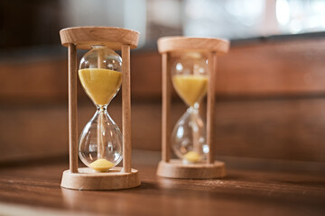 Close up Hourglass, business time management concept