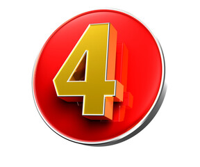 Fototapeta premium Number 4 yellow polygonal 3D illustration. Advertising signs. Product design. Product sales.