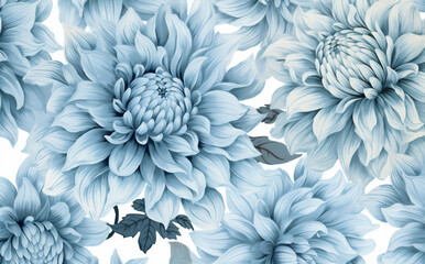 design pattern seamless leaf blue background textile vintage floral illustration flower. Generative AI.