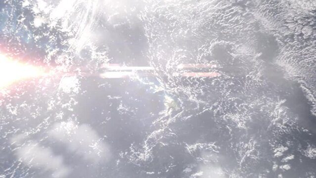 Zoom in from space and focus on Kihei, Hawaii, USA. 3D Animation. Background for travel intro. Elements of this image furnished by NASA