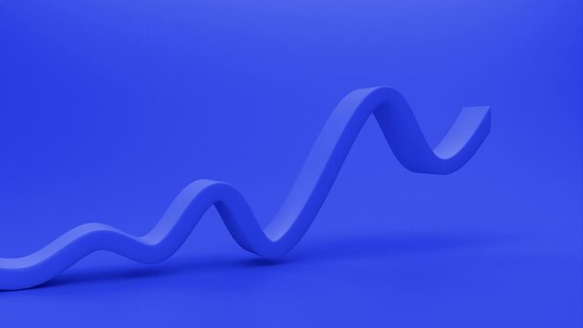 Abstract 3d animation, blue graph line, 4k seamless looped video