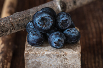 blueberries on the stone