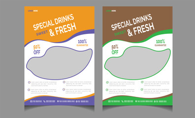 Summer fast food and drinks flyer post and web banner design