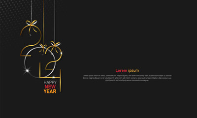 Happy New Year 2024. Creative gold style number of 2024 on dark background. Template design for poster, calendar, banner, flyer, web. Vector illustration