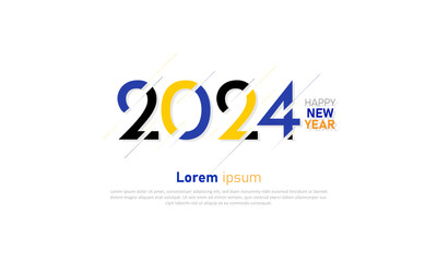 Happy New Year 2024. Geometric shape number of 2024 background. Template design for poster, calendar, banner, flyer, web. Vector illustration