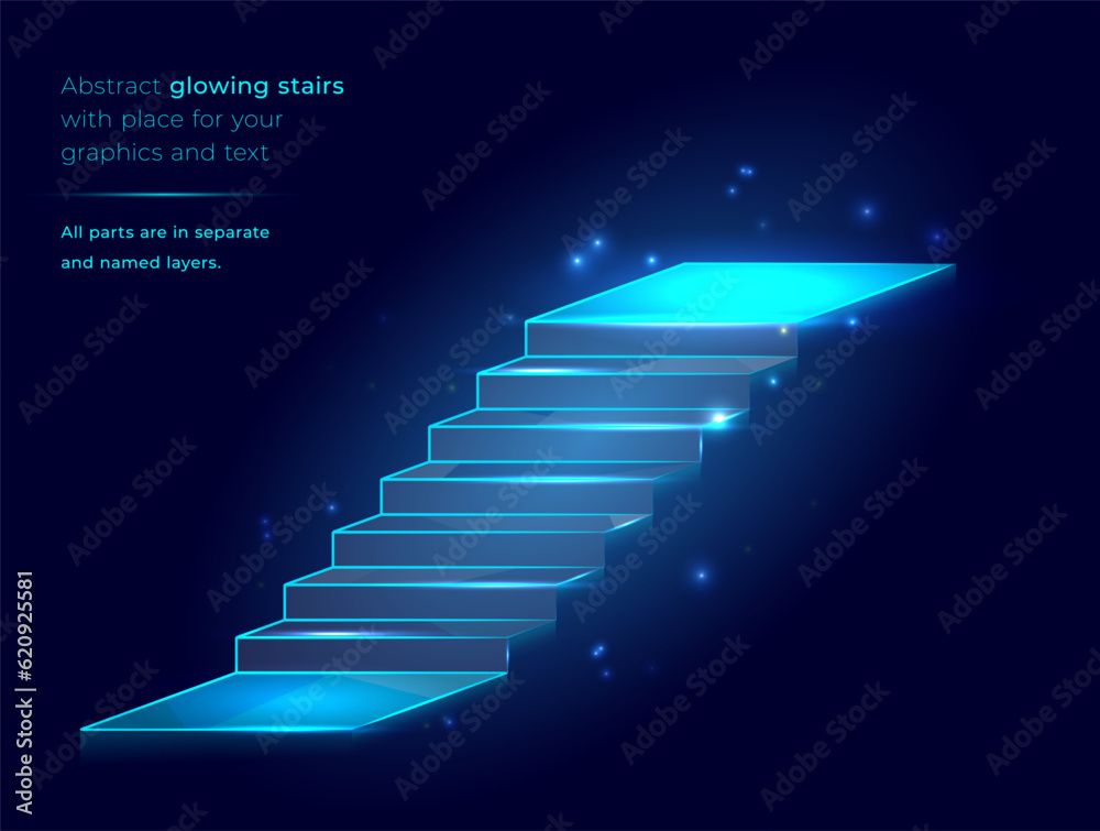 Wall mural abstract blue glowing stars with shines and place for your graphics and text