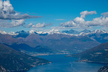 Fototapeta na wymiar Panoramic view of Lake Como, Aerial view, Autumn