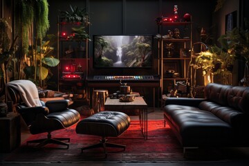 Modern Gaming Room Interiors, Generative AI