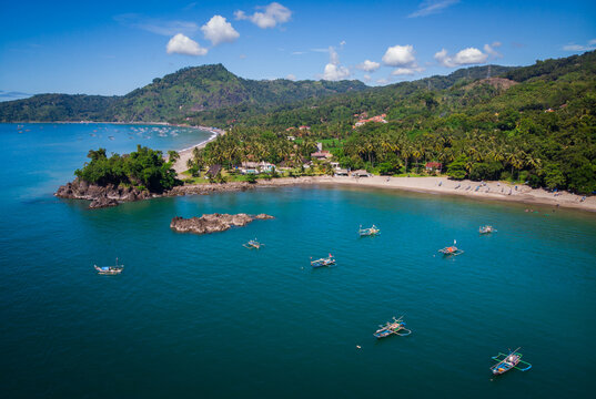 Aerial view of coastal landscape, Pelabuhan Ratu, Sukabumi, West Java, Indonesia