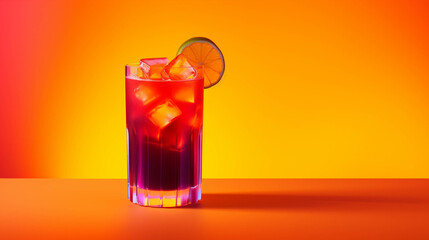 El Diablo Cocktail on colorful background. Copy Space on the side. Generative AI.