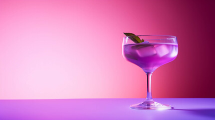 Aviation Cocktail on colorful background. Copy Space on the side. Generative AI.