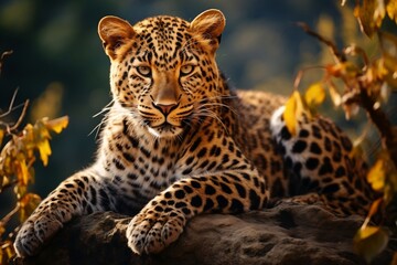 Fototapeta na wymiar Resting Indian Leopard in Its Natural Habitat. Generative AI
