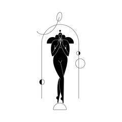 Female body silhouette vector illustration. Contemporary nude woman figure, feminine graphic with geometric shapes, abstract composition. Beauty, self care concept for branding. Minimalist fine art - 620927981