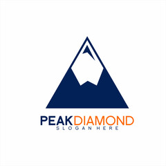 Mountain peak logo design with diamond and letter W concept.