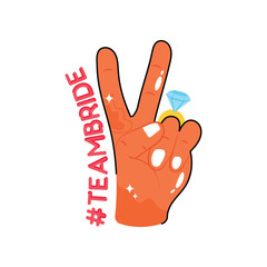 Team bride doodle vector outline Sticker. EPS 10 file