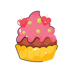 Cupcake doodle vector outline Sticker. EPS 10 file