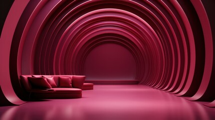 Awesome interior with a pink sofa magenta color background with texture