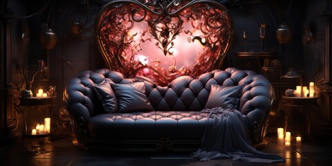 gothic black elaborate princess bedroom heart shaped be ambient lighting