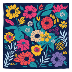 Colorful hand-drawn artistic flower print. Vector illustration. Abstract style. Fashionable template for design.