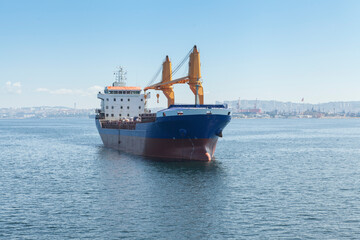 cargo ship at sea at different angles