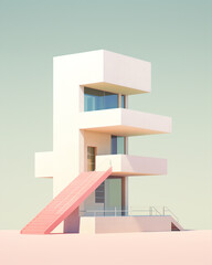 Generative ai exterior walls of a contemporary building pastel tones