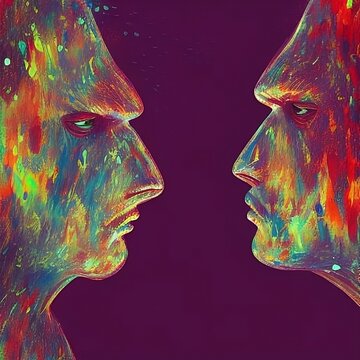 Background Of Two Men Staring At Each Other