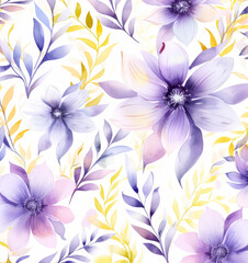 Fototapeta na wymiar Watercolor seamless pattern watercolor floral border, in the style of pastel on white background.