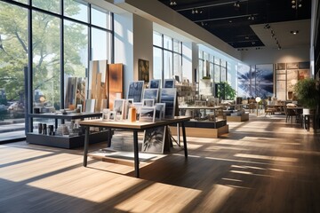 Modern Retail Showroom Interiors, Generative AI