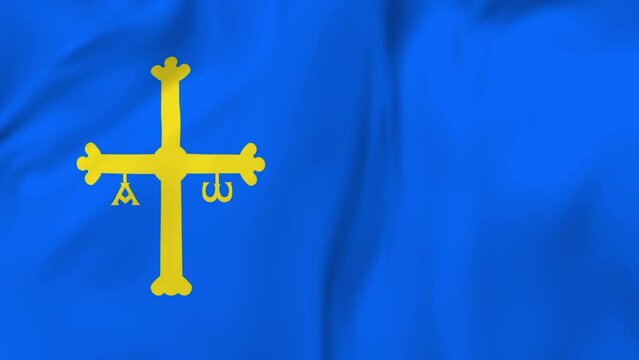 Waving flag of autonomous community Asturias in Spain. 3d animation in 4k resolution video.