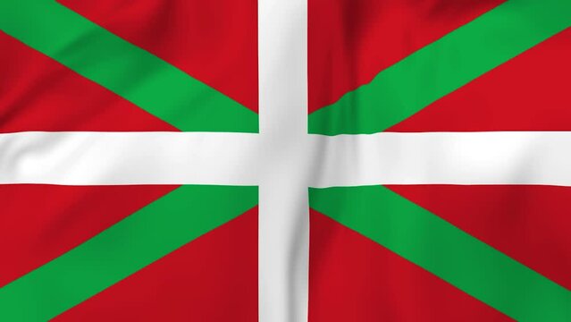 Waving flag of autonomous community Basque Country in Spain. 3d animation in 4k resolution video.