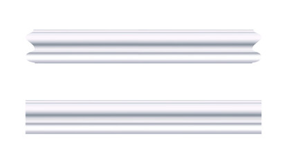 Ceiling cornice. White molding. Can be used to decorate any interior as an artistic element on house walls, ceilings, smooth surfaces. Realistic vector illustration isolated on white background. © Larysa