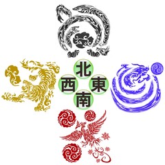 風水,四神図,カラー,