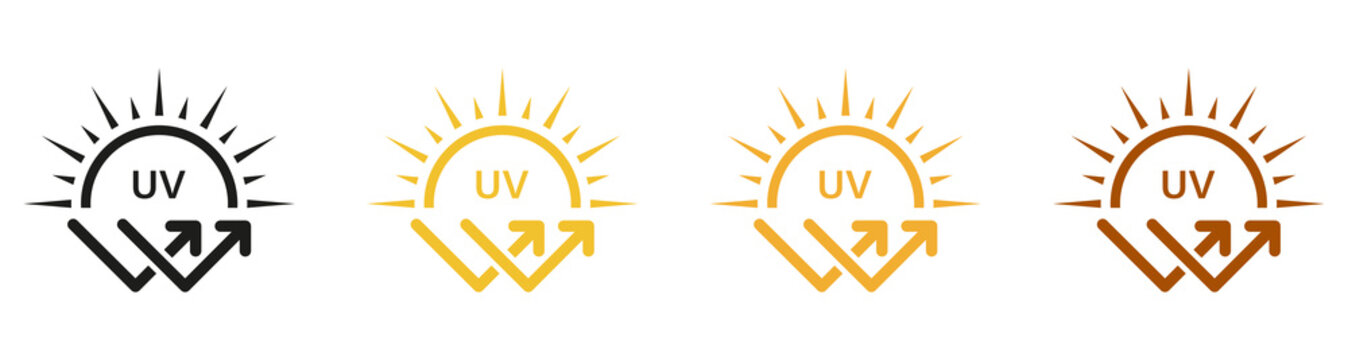 Block Solar Radiation and Ultraviolet Rays Symbol Collection. Sunblock Cream Label. Skin Protect, Danger UV Sunlight Pictogram. Sunscreen Lotion, SPF Protection Icon Set. Isolated Vector Illustration